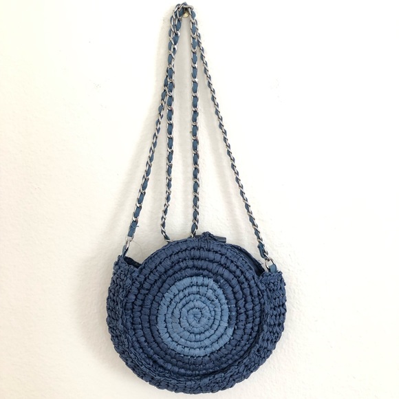 Inc Straw Circle Crossbody Blue Bag - Picture 3 of 6